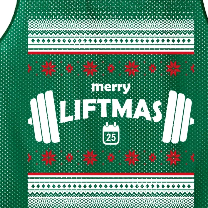 Merry Liftmas Ugly Christmas1 Mesh Reversible Basketball Jersey Tank