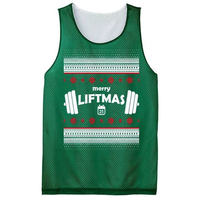 Merry Liftmas Ugly Christmas1 Mesh Reversible Basketball Jersey Tank