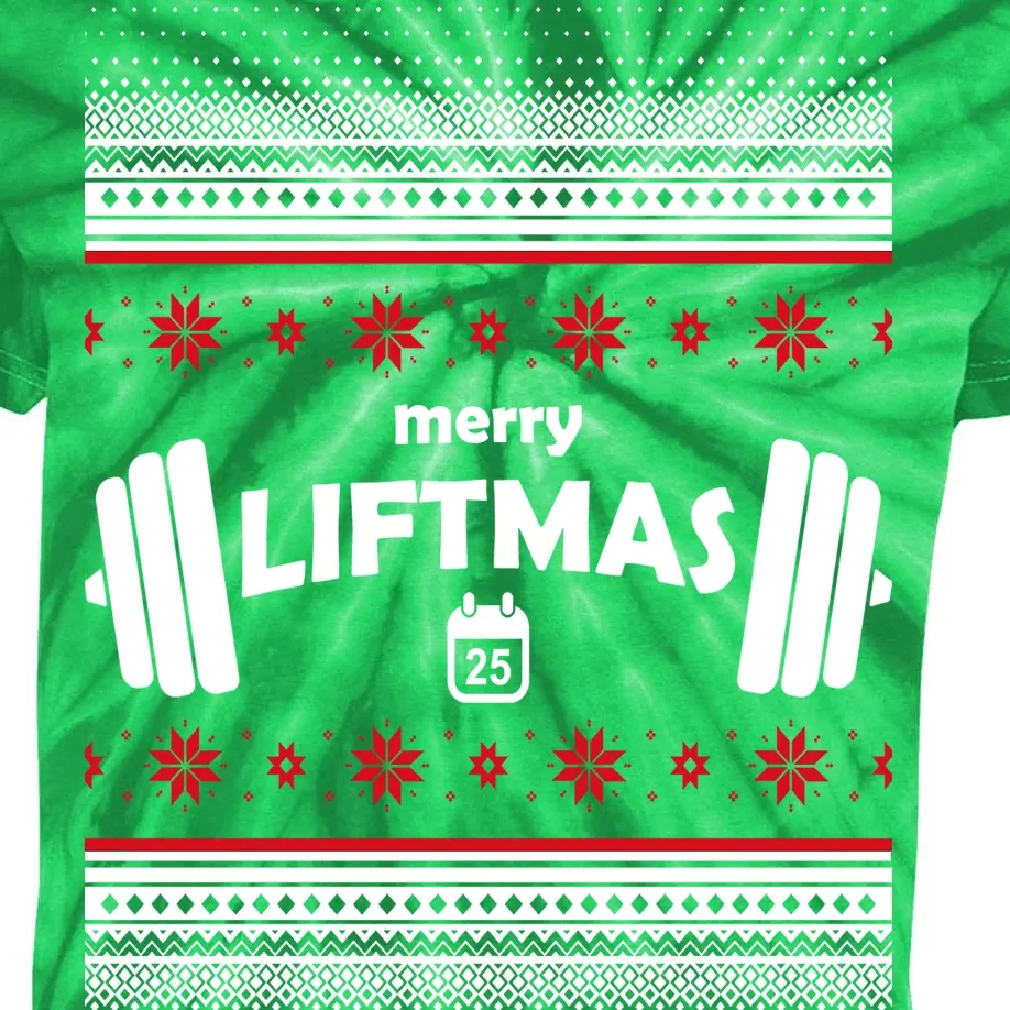 Merry Liftmas Ugly Christmas1 Kids Tie-Dye T-Shirt