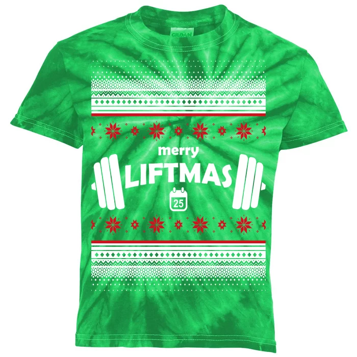 Merry Liftmas Ugly Christmas1 Kids Tie-Dye T-Shirt