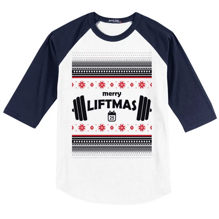 Merry Liftmas Ugly Christmas1 Baseball Sleeve Shirt