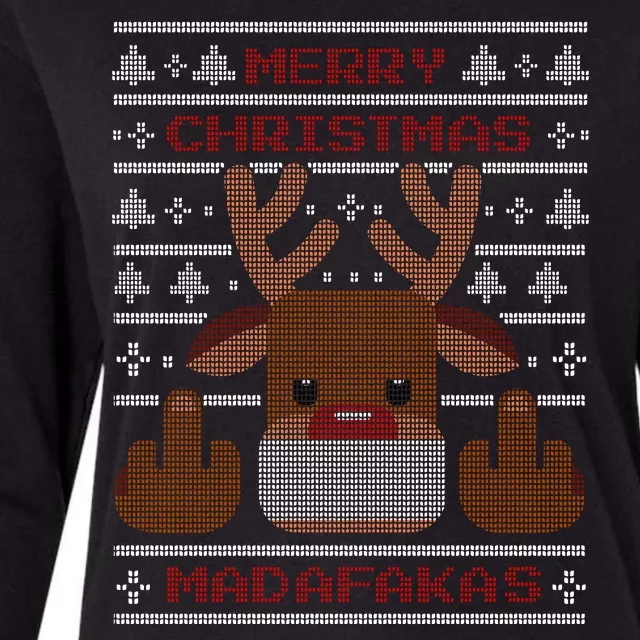 Merry Madafakas Funny Ugly Christmas Womens Cotton Relaxed Long Sleeve T-Shirt