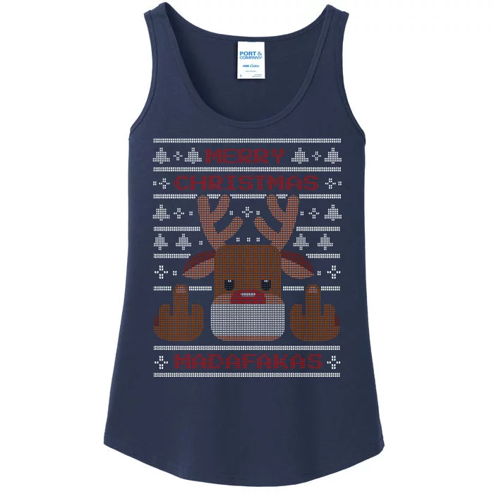 Merry Madafakas Funny Ugly Christmas Ladies Essential Tank