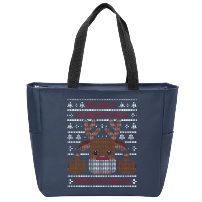 Merry Madafakas Funny Ugly Christmas Zip Tote Bag