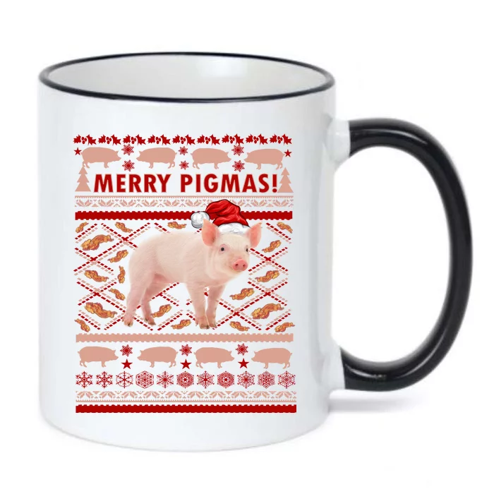 Merry Pigmas Christmas Pig Ugly Sweater Black Color Changing Mug