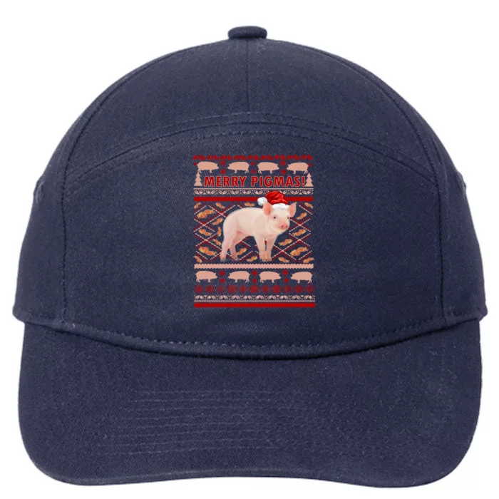 Merry Pigmas Christmas Pig Ugly Sweater 7-Panel Snapback Hat