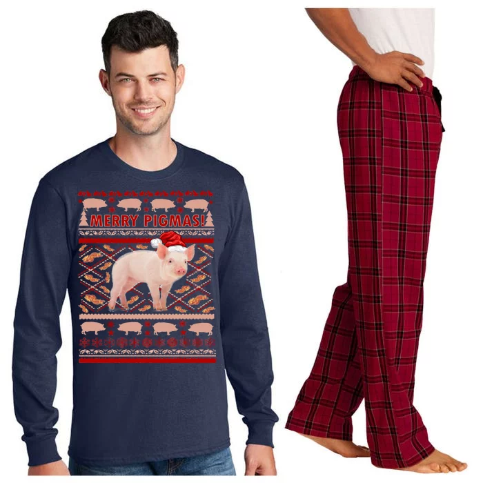 Merry Pigmas Christmas Pig Ugly Sweater Long Sleeve Pajama Set