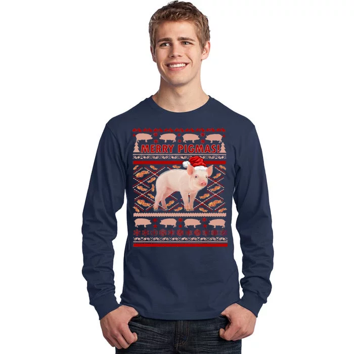 Merry Pigmas Christmas Pig Ugly Sweater Tall Long Sleeve T-Shirt