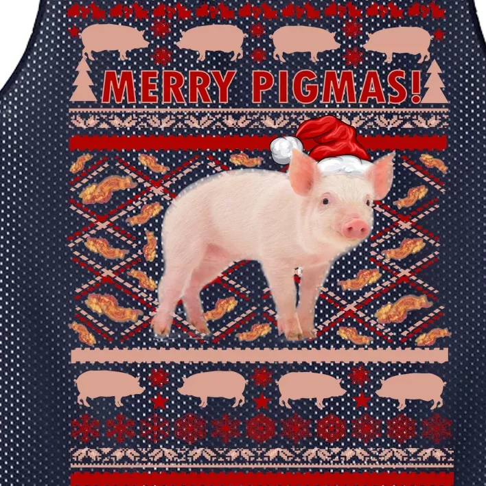 Merry Pigmas Christmas Pig Ugly Sweater Mesh Reversible Basketball Jersey Tank