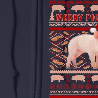 Merry Pigmas Christmas Pig Ugly Sweater Full Zip Hoodie