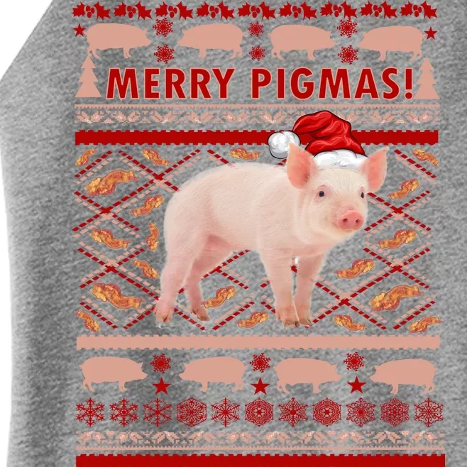 Merry Pigmas Christmas Pig Ugly Sweater Women’s Perfect Tri Rocker Tank