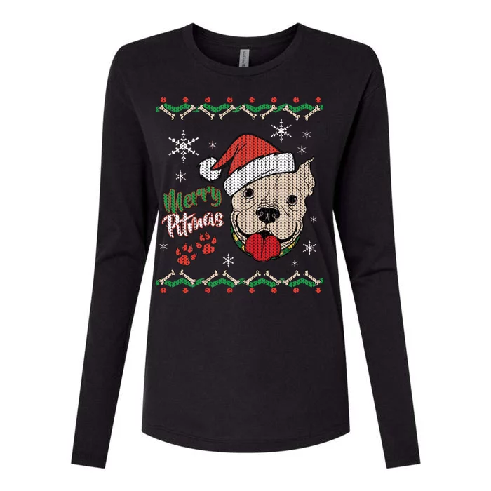 Merry Pitmas Ugly Christmas Sweater Womens Cotton Relaxed Long Sleeve T-Shirt