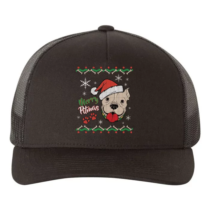 Merry Pitmas Ugly Christmas Sweater Yupoong Adult 5-Panel Trucker Hat