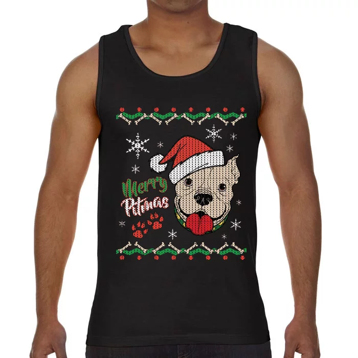 Merry Pitmas Ugly Christmas Sweater Comfort Colors® Tank Top