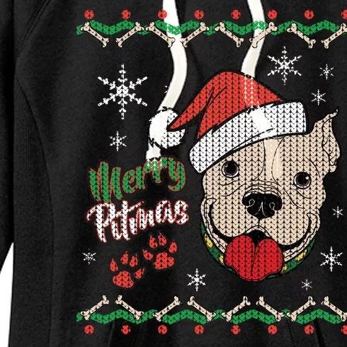 Merry Pitmas Ugly Christmas Sweater Women's Fleece Hoodie