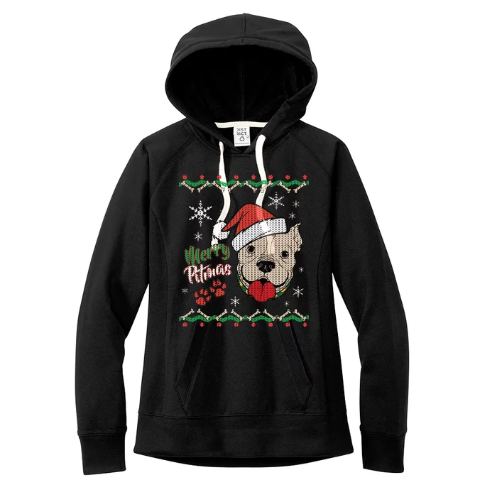 Merry Pitmas Ugly Christmas Sweater Women's Fleece Hoodie