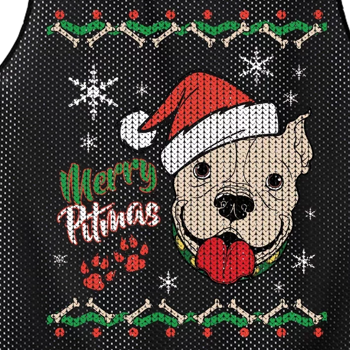 Merry Pitmas Ugly Christmas Sweater Mesh Reversible Basketball Jersey Tank