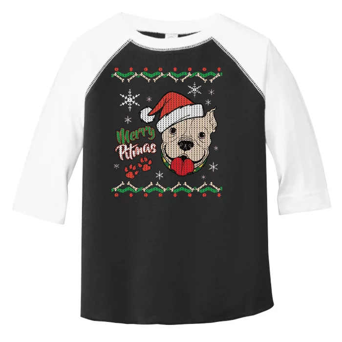 Merry Pitmas Ugly Christmas Sweater Toddler Fine Jersey T-Shirt