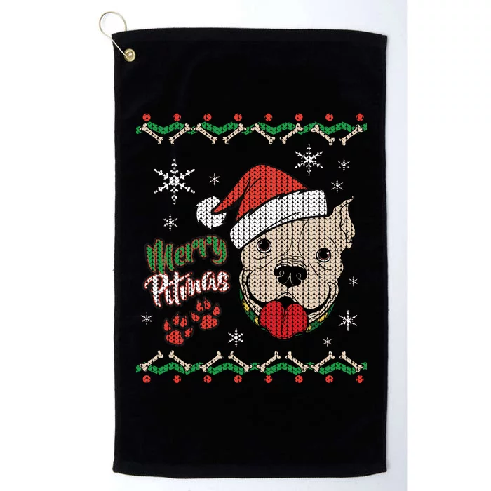 Merry Pitmas Ugly Christmas Sweater Platinum Collection Golf Towel