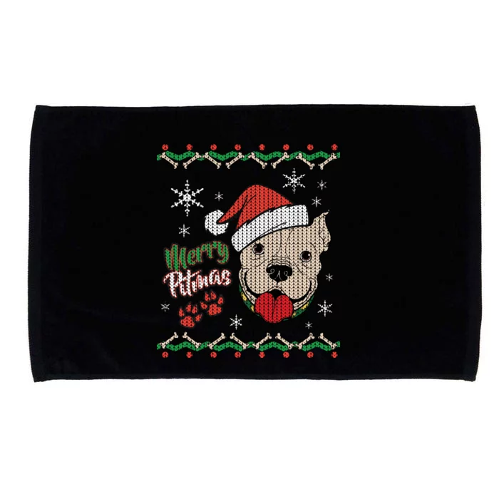 Merry Pitmas Ugly Christmas Sweater Microfiber Hand Towel