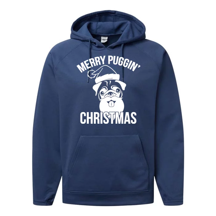 Merry Puggin Christmas Pug Performance Fleece Hoodie