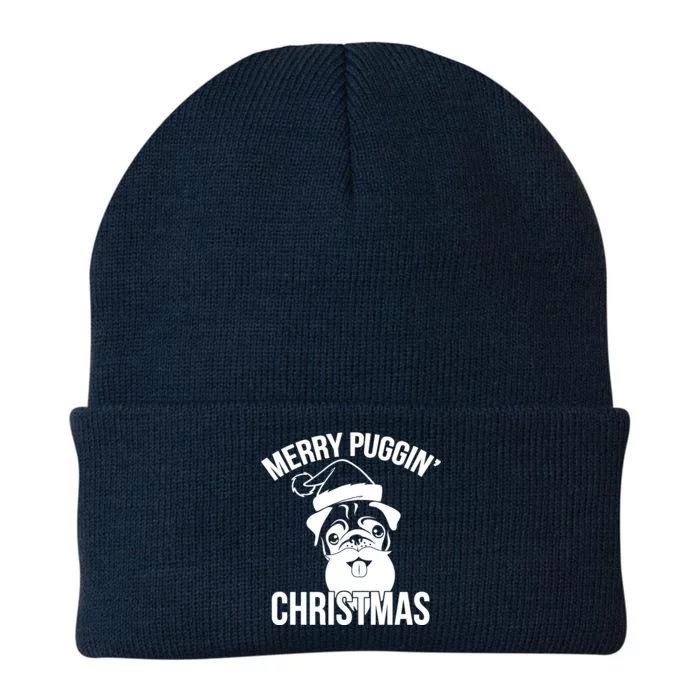 Merry Puggin Christmas Pug Knit Cap Winter Beanie