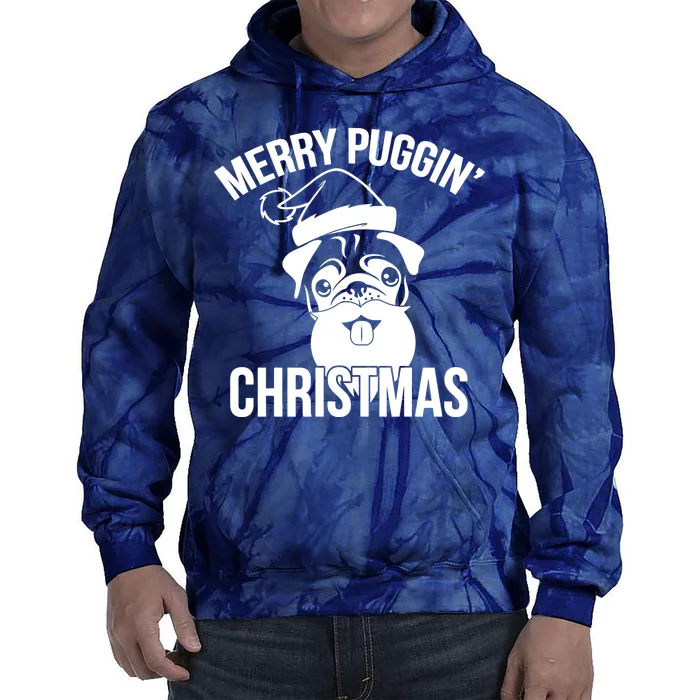 Merry Puggin Christmas Pug Tie Dye Hoodie