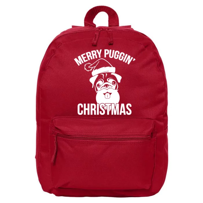 Merry Puggin Christmas Pug 16 in Basic Backpack