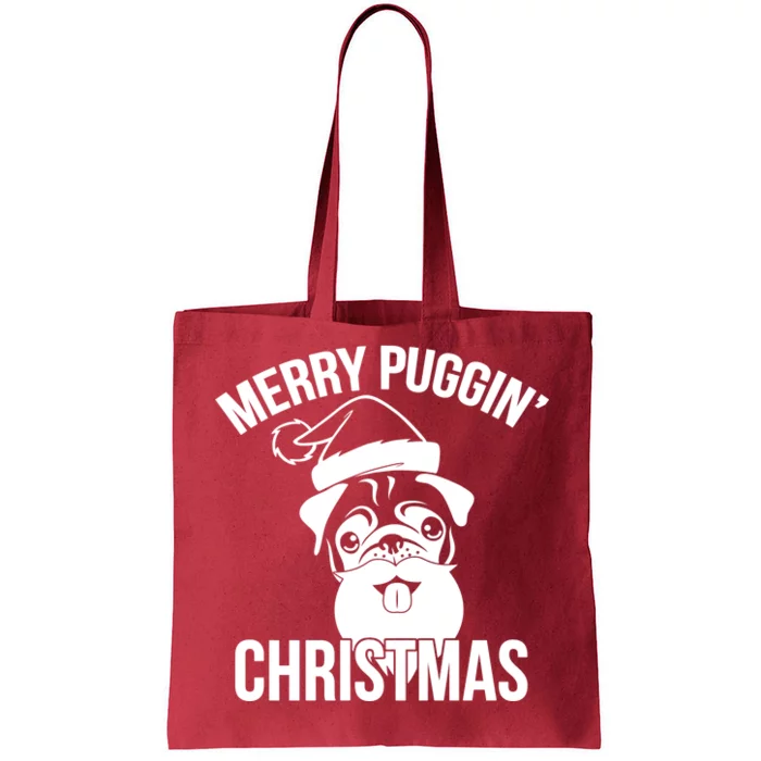 Merry Puggin Christmas Pug Tote Bag