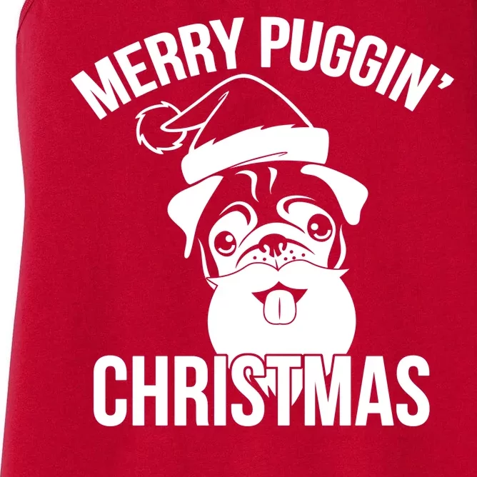 Merry Puggin Christmas Pug Women's Racerback Tank