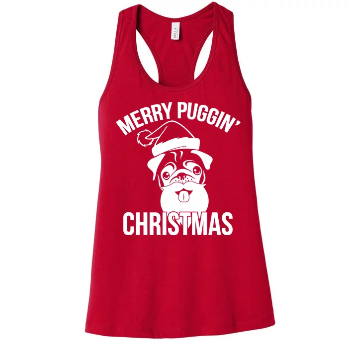 Merry Puggin Christmas Pug Women's Racerback Tank