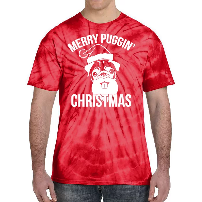 Merry Puggin Christmas Pug Tie-Dye T-Shirt