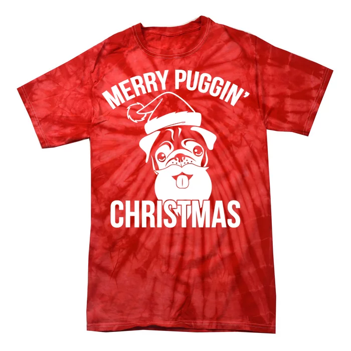 Merry Puggin Christmas Pug Tie-Dye T-Shirt