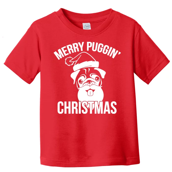 Merry Puggin Christmas Pug Toddler T-Shirt