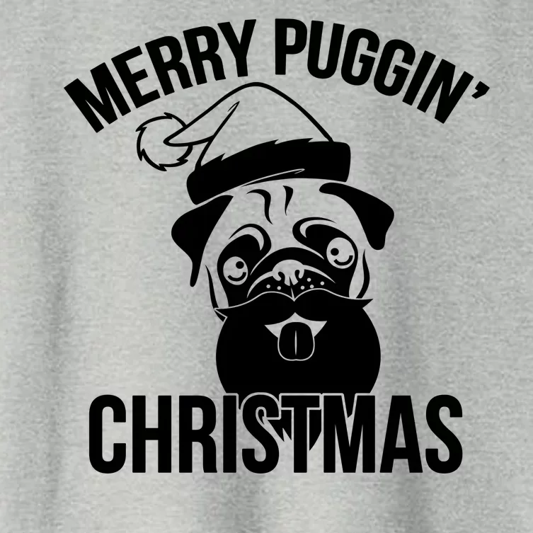 Merry Puggin Christmas Pug Women's Crop Top Tee