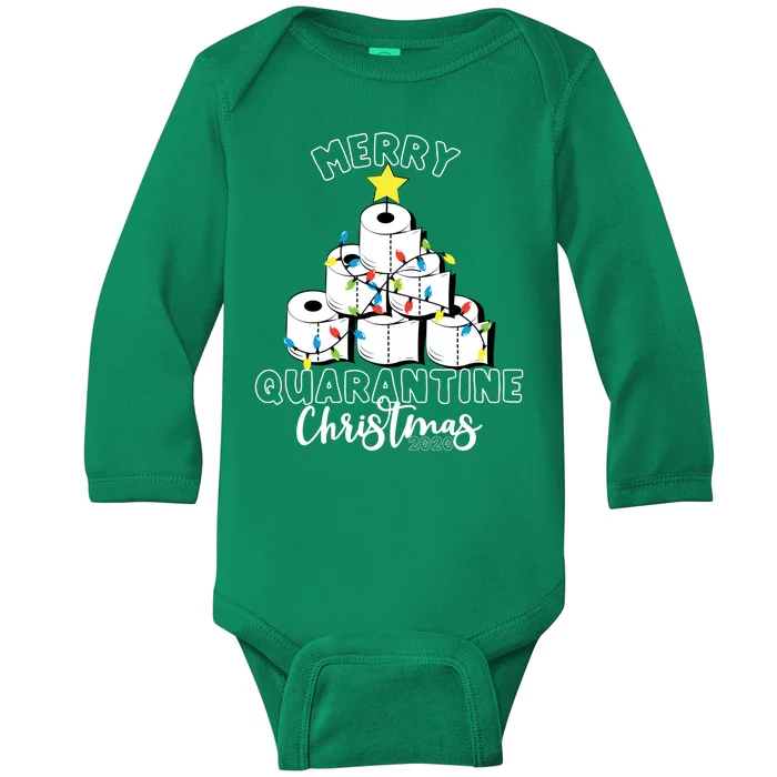 Merry Quarantine Christmas Toilet Paper Tree Baby Long Sleeve Bodysuit