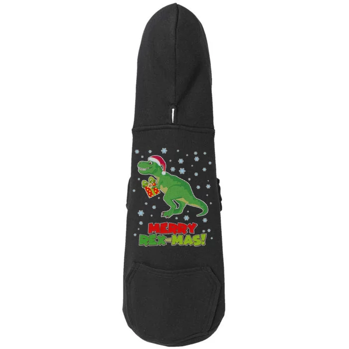 Merry Rex-Mas Ugly Christmas Doggie 3-End Fleece Hoodie