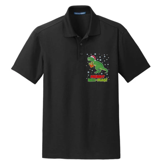 Merry Rex-Mas Ugly Christmas Dry Zone Grid Performance Polo