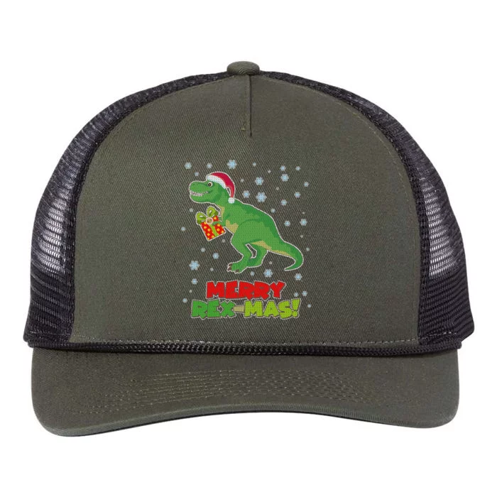 Merry Rex-Mas Ugly Christmas Retro Rope Trucker Hat Cap