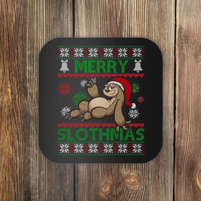 Merry Slothmas Ugly Christmas Coaster