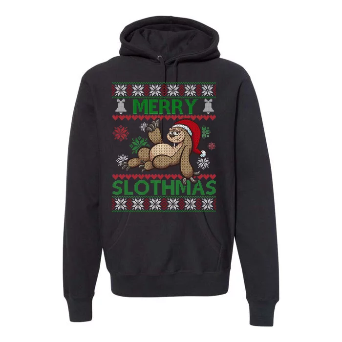 Merry Slothmas Ugly Christmas Premium Hoodie