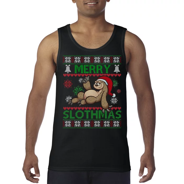 Merry Slothmas Ugly Christmas Tank Top