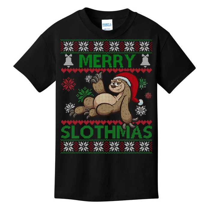 Merry Slothmas Ugly Christmas Kids T-Shirt