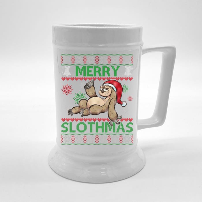 Merry Slothmas Ugly Christmas Front & Back Beer Stein