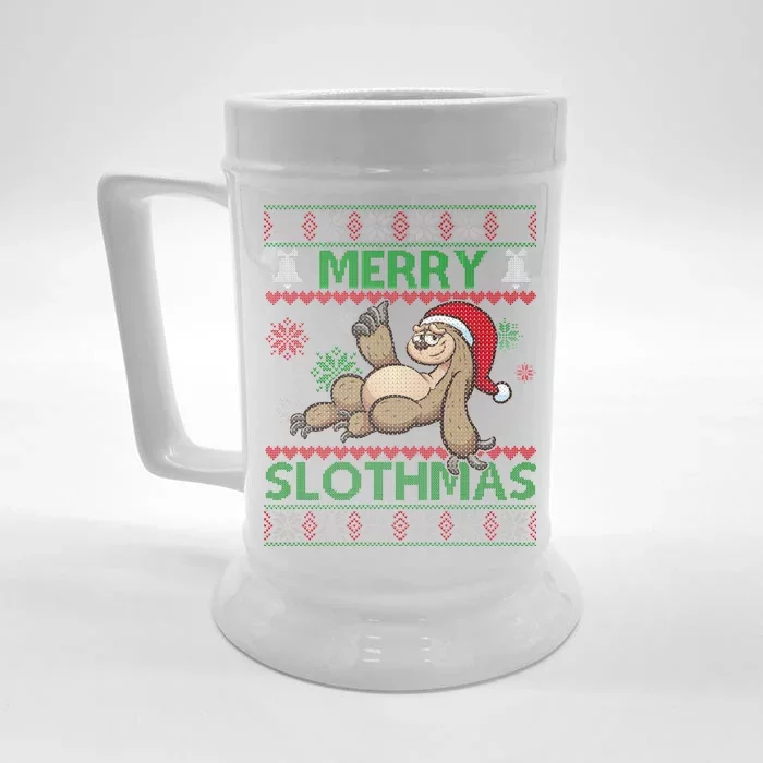 Merry Slothmas Ugly Christmas Front & Back Beer Stein