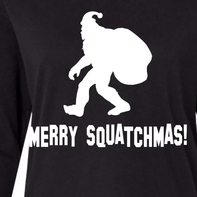 Merry Squatchmas Christmas Womens Cotton Relaxed Long Sleeve T-Shirt