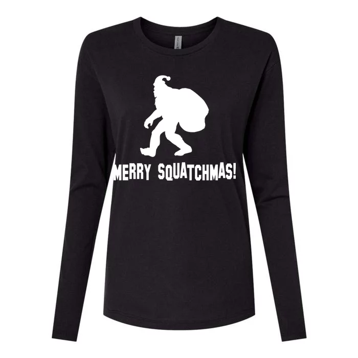 Merry Squatchmas Christmas Womens Cotton Relaxed Long Sleeve T-Shirt