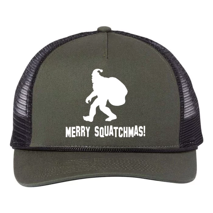 Merry Squatchmas Christmas Retro Rope Trucker Hat Cap