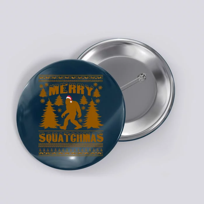 Merry Squatchmas Ugly Christmas Sweater Button