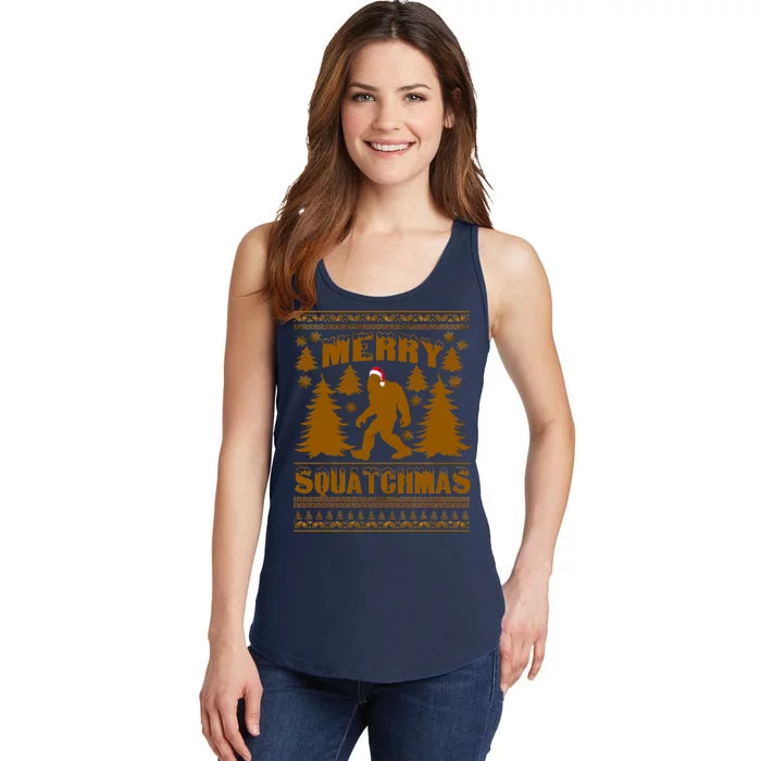 Merry Squatchmas Ugly Christmas Sweater Ladies Essential Tank